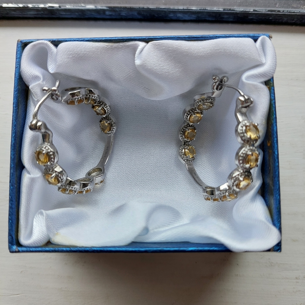 Citrine Hoop Earrings Nwot